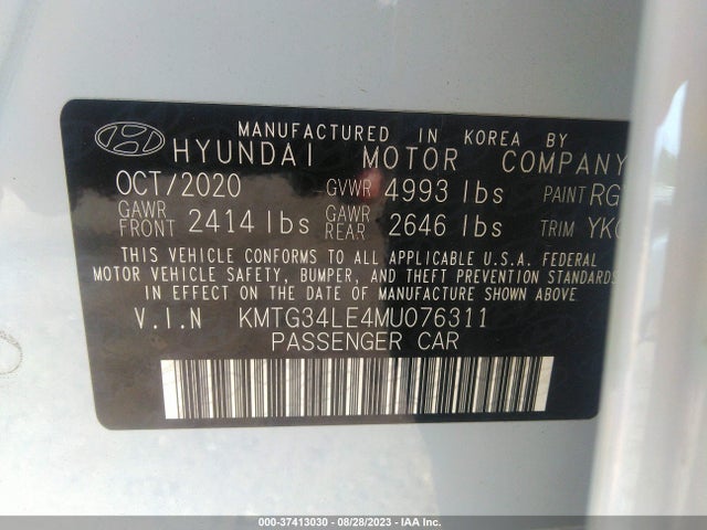 2021 GENESIS G70 3.3T VIN: KMTG34LE4MU076311