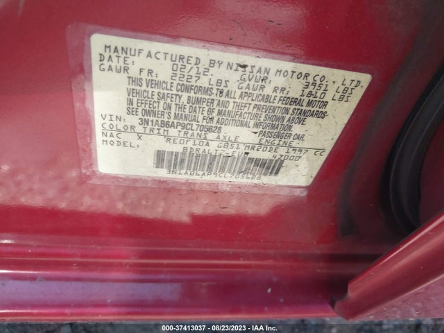 2012 NISSAN SENTRA 2.0 S VIN: 3N1AB6AP9CL705628