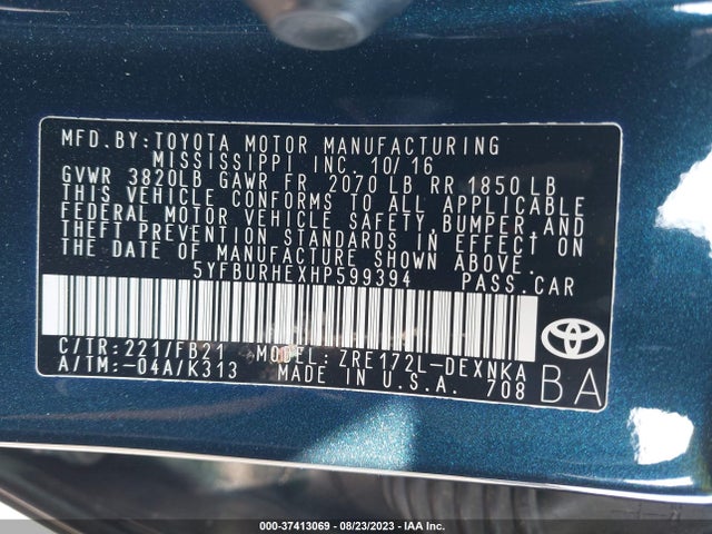 Toyota COROLLA LE 2017 5YFBURHEXHP599394 Image 15
