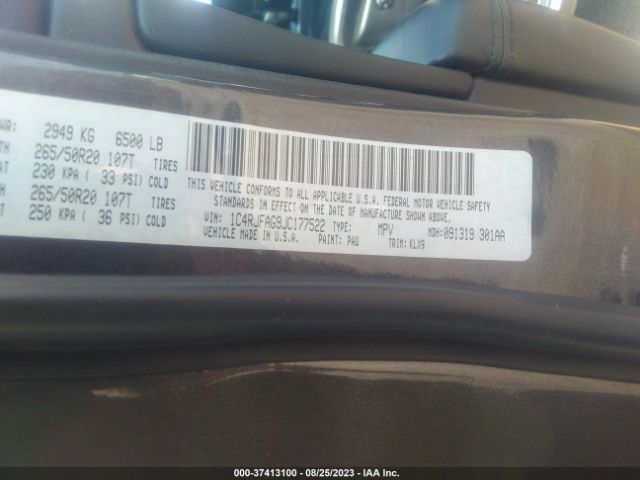 1C4RJFAG9JC177522 Jeep Grand Cherokee Altitude