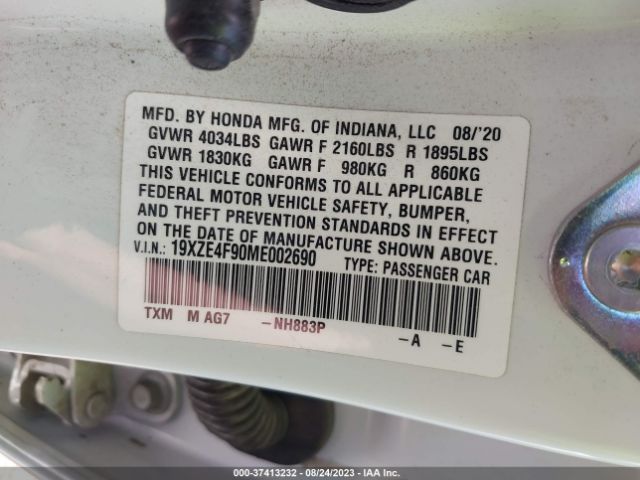 19XZE4F90ME002690 Honda Insight Touring