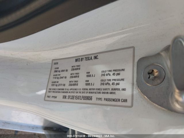 5YJ3E1EA7LF659656 Tesla Model 3 Standard Range