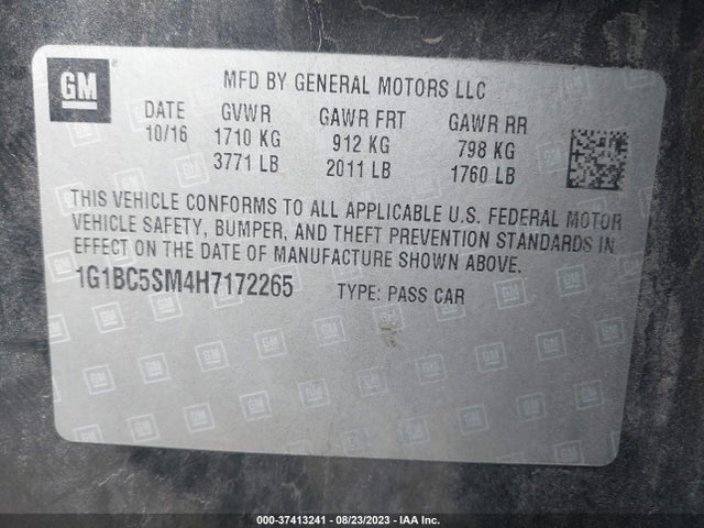 Chevrolet CRUZE LS 2017 1G1BC5SM4H7172265 Image 9