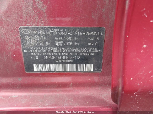 Hyundai ELANTRA SE 2014 5NPDH4AE4EH544118 Image 9