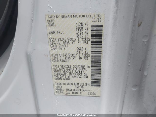 1N6AF0LY8GN803234 Nissan Nv Sv