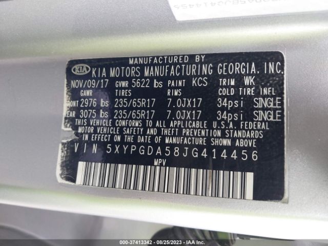 5XYPGDA58JG414456 KIA Sorento Lx V6