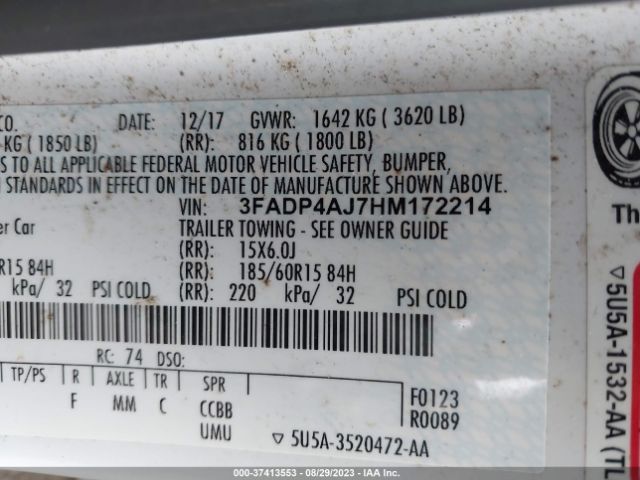 3FADP4AJ7HM172214 Ford FIESTA S