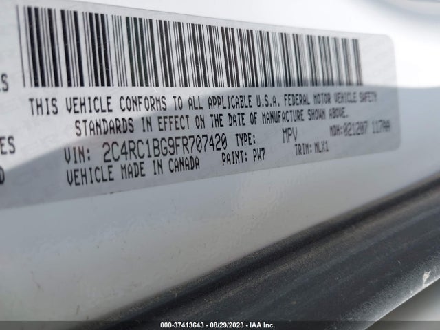 2C4RC1BG9FR707420 Chrysler Town & Country Touring