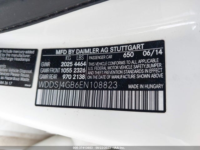 2014 MERCEDES-BENZ CLA-CLASS CLA 250 VIN: WDDSJ4GB6EN108823