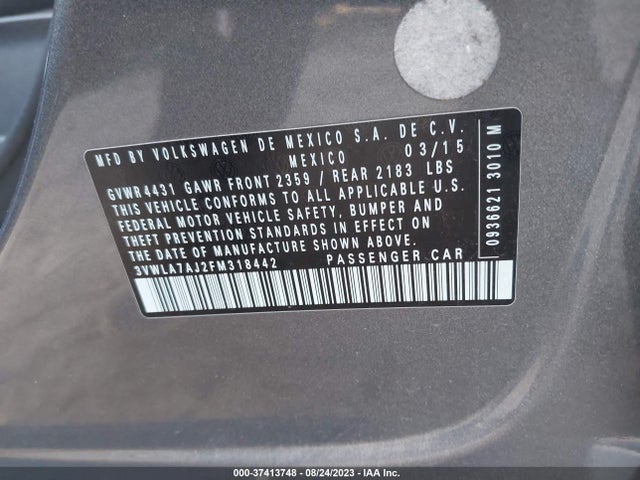 3VWLA7AJ2FM318442 Volkswagen Jetta Sedan 2.0l Tdi Sel
