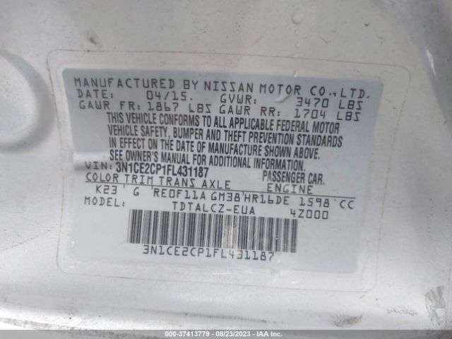 3N1CE2CP1FL431187 Nissan Versa Note S Plus