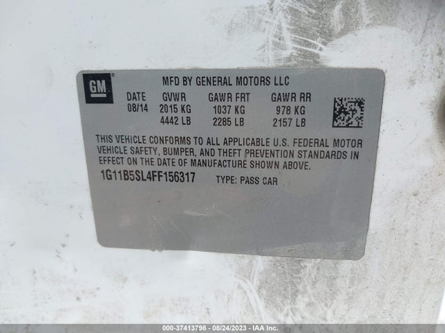 Chevrolet MALIBU LS 2015 1G11B5SL4FF156317 Image 9