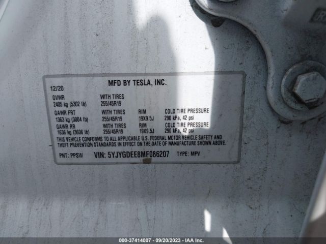 5YJYGDEE8MF086207 Tesla Model Y Long Range