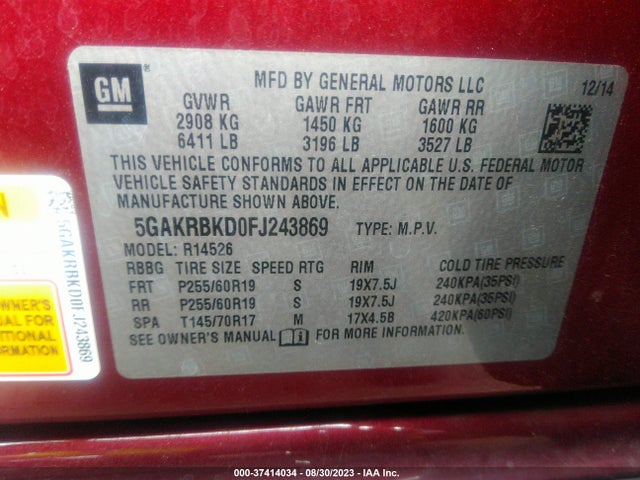 5GAKRBKD0FJ243869 Buick Enclave Leather