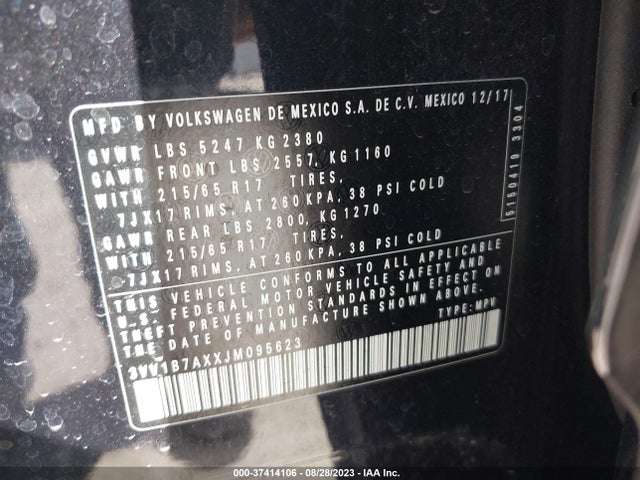 3VV1B7AXXJM095623 Volkswagen TIGUAN S