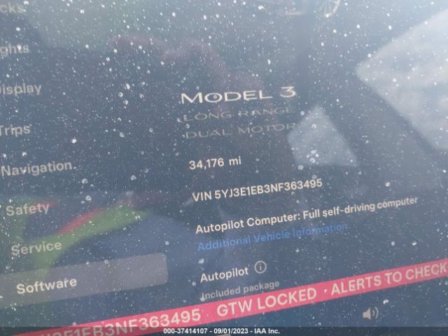 5YJ3E1EB3NF363495 Tesla Model 3 Long Range