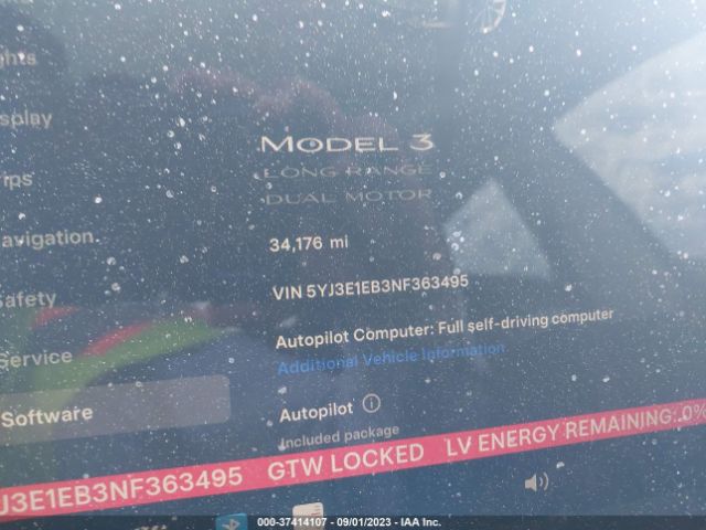 5YJ3E1EB3NF363495 Tesla Model 3 Long Range