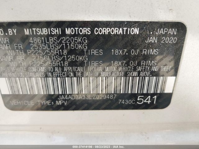 JA4AD3A33LZ029487 Mitsubishi Outlander Se/sel/le/sp