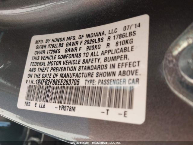 19XFB2F88EE263705 Honda Civic Sedan Ex