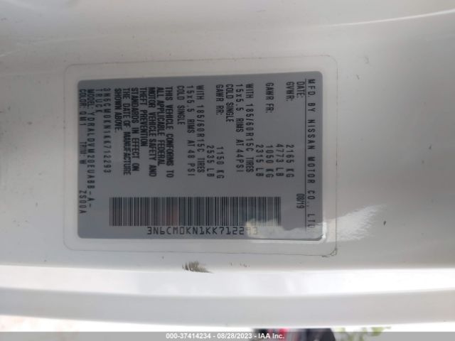 3N6CM0KN1KK712293 Nissan Nv200 Compact Cargo S