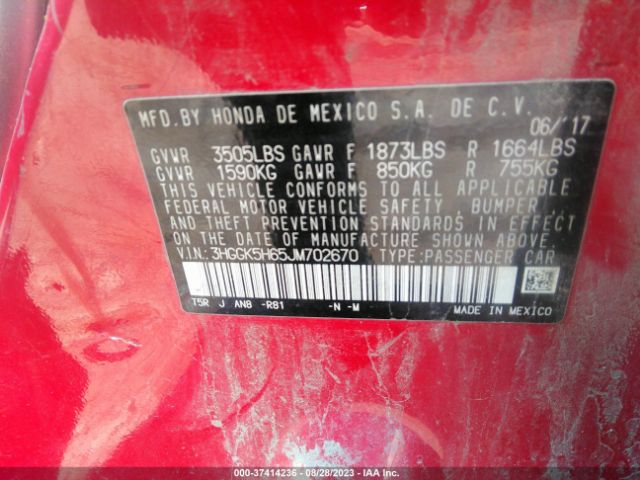 3HGGK5H65JM702670 Honda Fit Sport