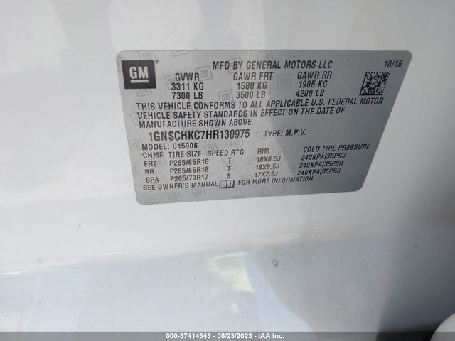 Chevrolet Suburban Lt 2017 1GNSCHKC7HR130975 Image 9