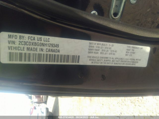 2C3CDXBG0NH129349 Dodge Charger Sxt