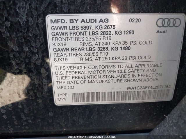 WA1G2AFY4L2071152 Audi Q5 PREMIUM