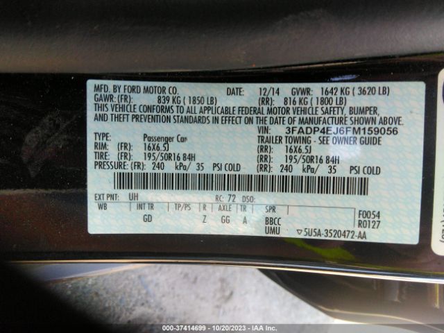 3FADP4EJ6FM159056 Ford FIESTA SE
