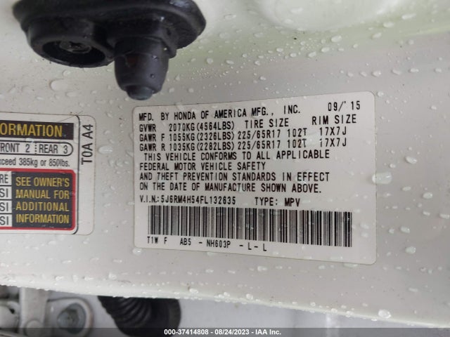 Honda CR-V EX 2015 5J6RM4H54FL132635 Image 9