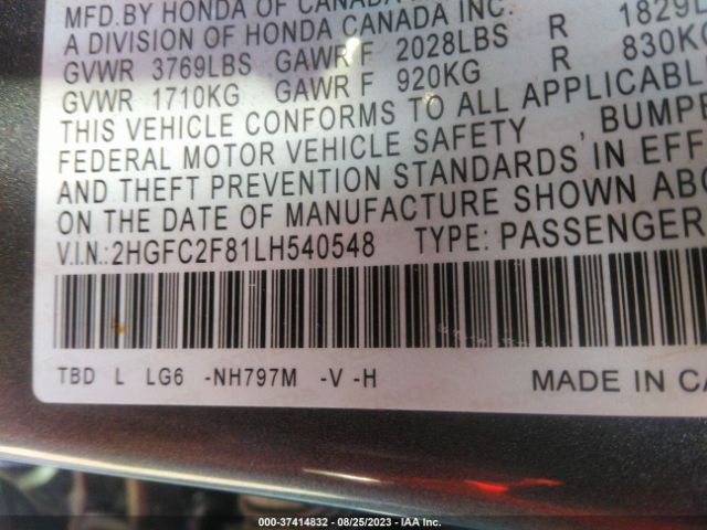 2HGFC2F81LH540548 Honda Civic Sedan Sport