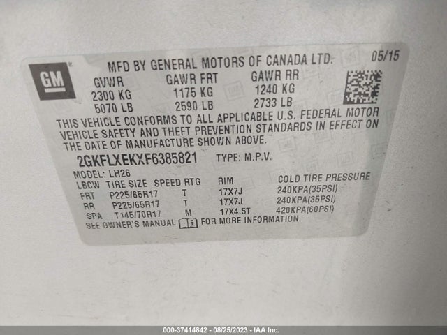 GMC Terrain Slt-1 2015 2GKFLXEKXF6385821 Image 9