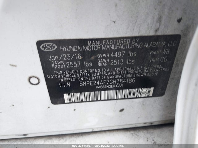 Hyundai Sonata 2.4l Se 2016 5NPE24AF7GH384186 Image 9