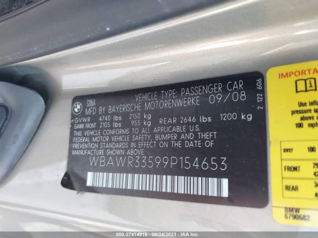 2009 BMW 3 SERIES WBAWR33599P154653 Photo 8