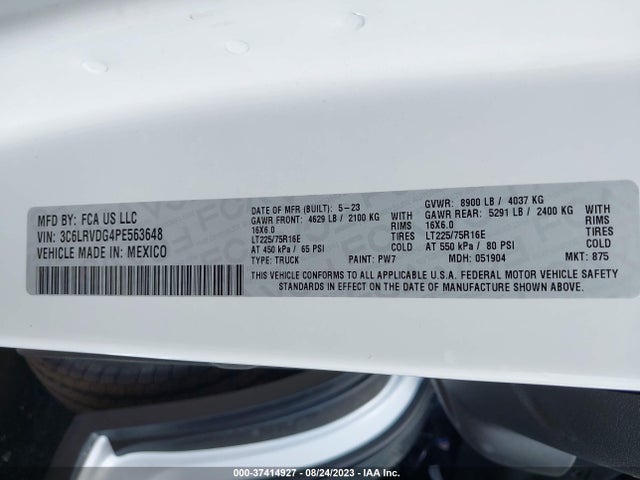 3C6LRVDG4PE563648 RAM Promaster Cargo Van