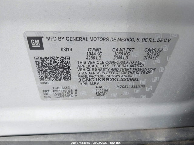 Chevrolet TRAX LS 2019 3GNCJKSB3KL320981 Image 9