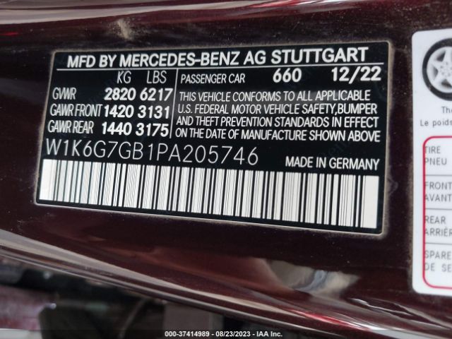 W1K6G7GB1PA205746 Mercedes-Benz S-class S 580