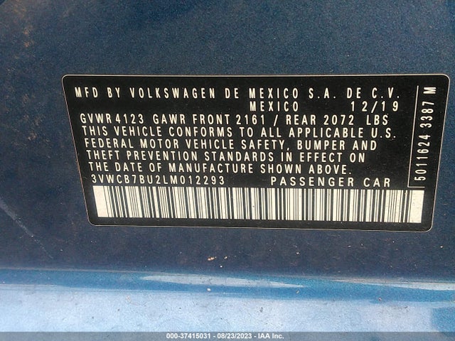 3VWCB7BU2LM012293 Volkswagen Jetta S/se/r-line