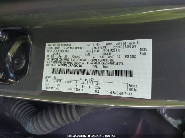 2020 FORD F-150 XL/XLT/LARIAT VIN: 1FTEW1EP6LFA09089