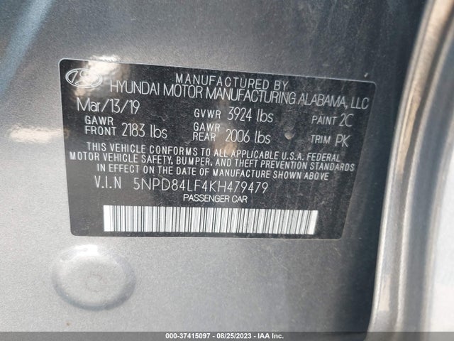 Hyundai ELANTRA SEL 2019 5NPD84LF4KH479479 Image 9