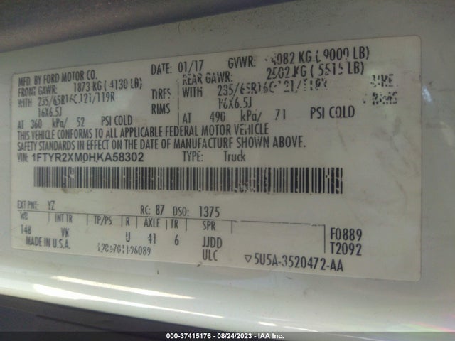 Ford Transit-250 2017 1FTYR2XM0HKA58302 Image 9