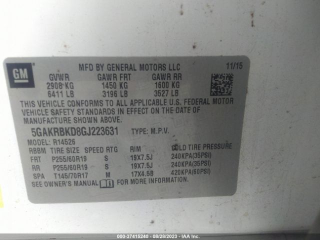 5GAKRBKD8GJ223631 Buick Enclave Leather