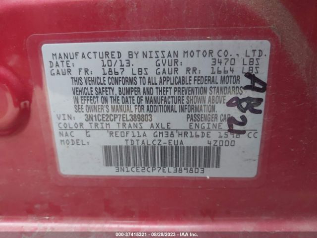 3N1CE2CP7EL389803 Nissan Versa Note S Plus