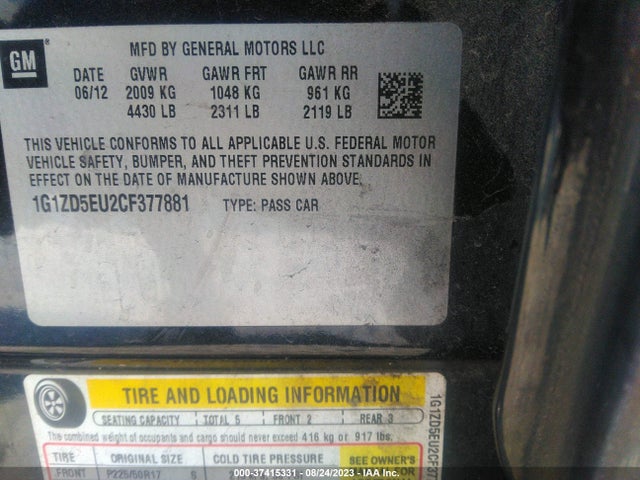 2012 CHEVROLET MALIBU 1G1ZD5EU2CF377881 Photo 8