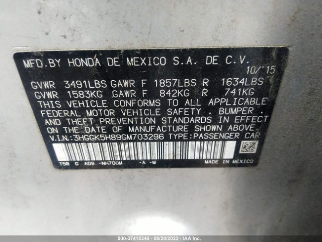 3HGGK5H89GM703296 Honda Fit Ex-l