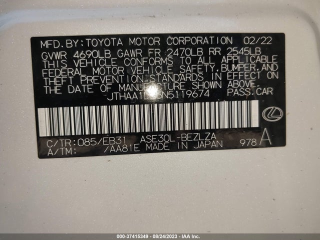 JTHAA1D25N5119674 Lexus IS