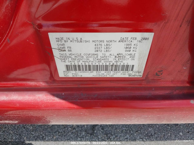 2009 MITSUBISHI GALANT ES/SPORT VIN: 4A3AB36F59E005493