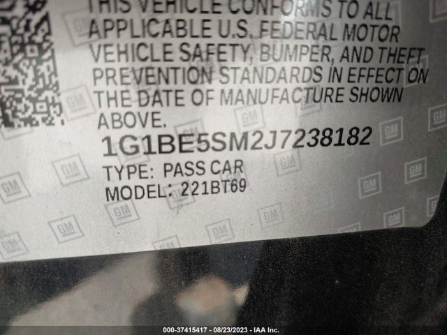 Chevrolet CRUZE LT 2018 1G1BE5SM2J7238182 Image 9