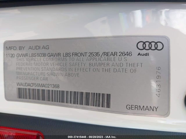 WAUDACF56MA021368 Audi A5 Sportback S Line Premium