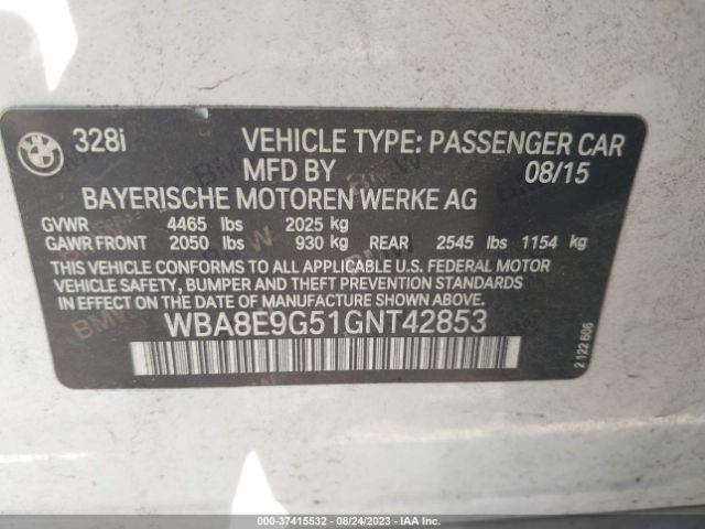 WBA8E9G51GNT42853 BMW 3 Series 328i